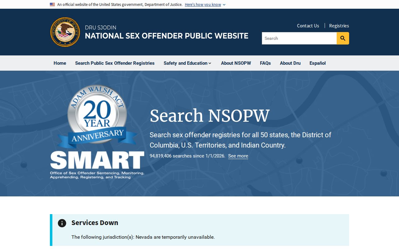 National Sex Offender Public Website used to extend a Pierce County registry search across states