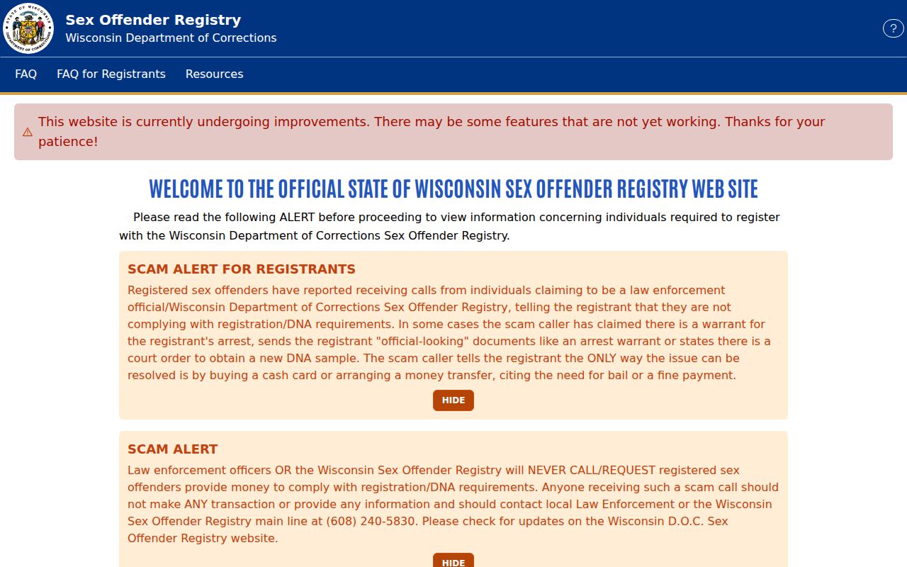 Wisconsin Public Sex Offender Registry for a Pierce County criminal history search